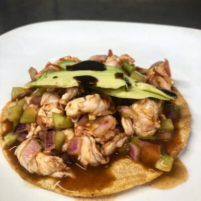 Tostada de Ceviche de  Camaron